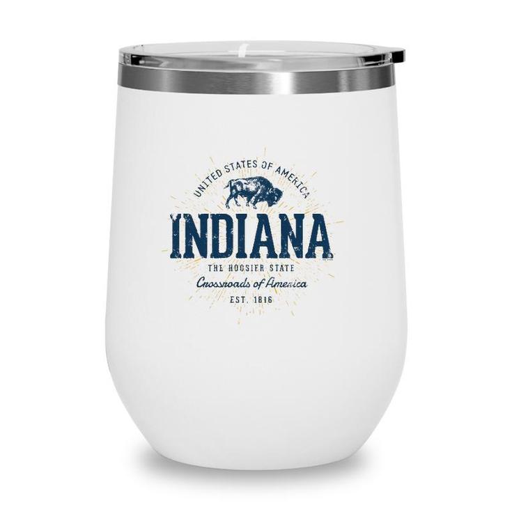 Retro Vintage State Of Indiana Wine Tumbler