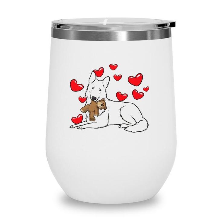 White Swiss Shepherd Dog Stuffed Animal Berger Blanc Suisse  Wine Tumbler