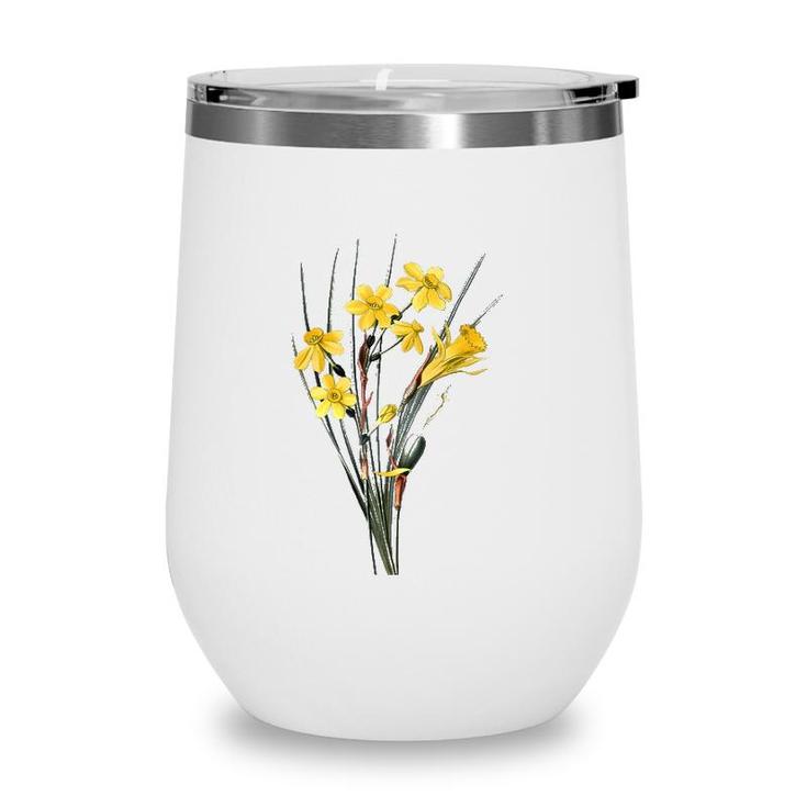 Womens Daffodils Flower Floral Spring Narcissi Flower Happy Easter Wine Tumbler