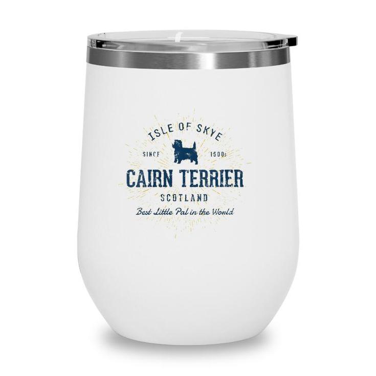 Womens Retro Vintage Cairn Terrier V-Neck Wine Tumbler