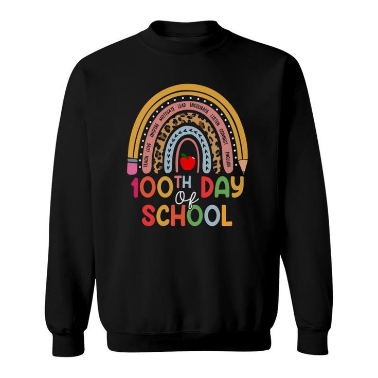 100Th Day Of School Teacher 100 Days Smarter Boho Rainbow Sweatshirt