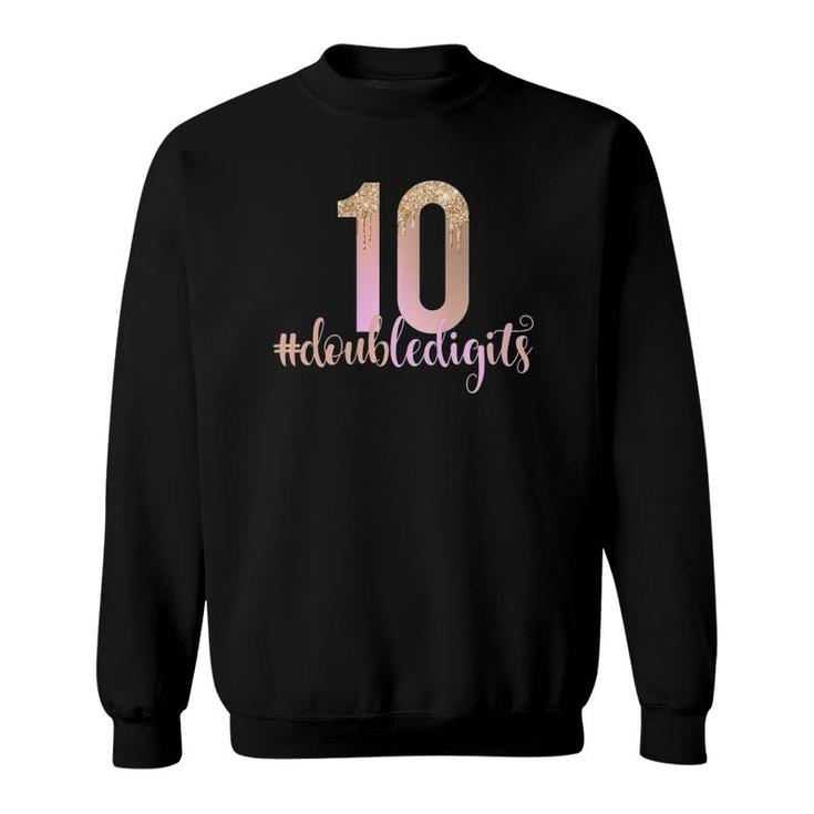 10Th Birthday Double Digits Girls Ten 10 Peach Ombre Kids  Sweatshirt