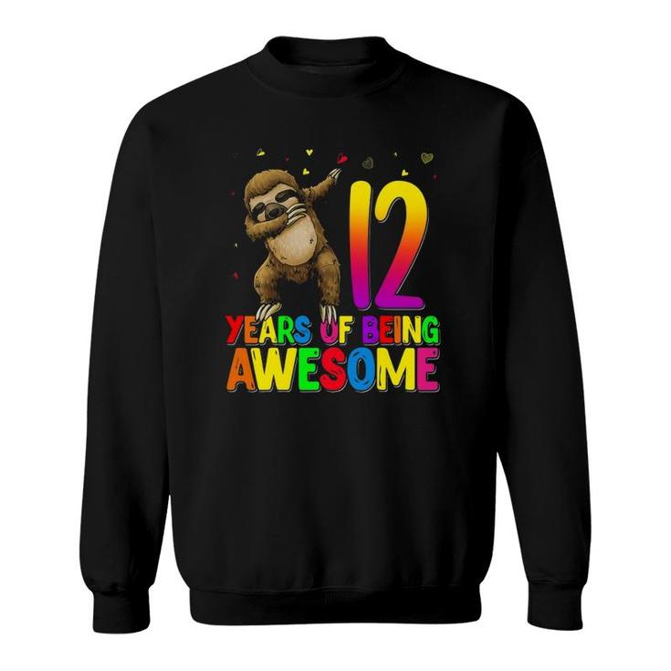 12 Years Old Birthday Sloth Dabbing 12Th Birthday Sloth Sweatshirt