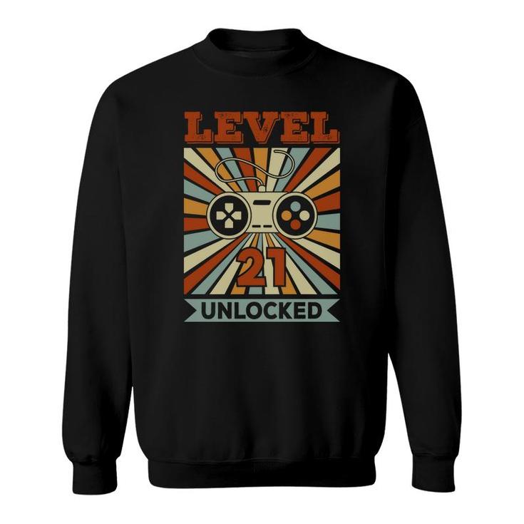 21St Birthday Vintage Trendy Style Level Unlock 21 Sweatshirt