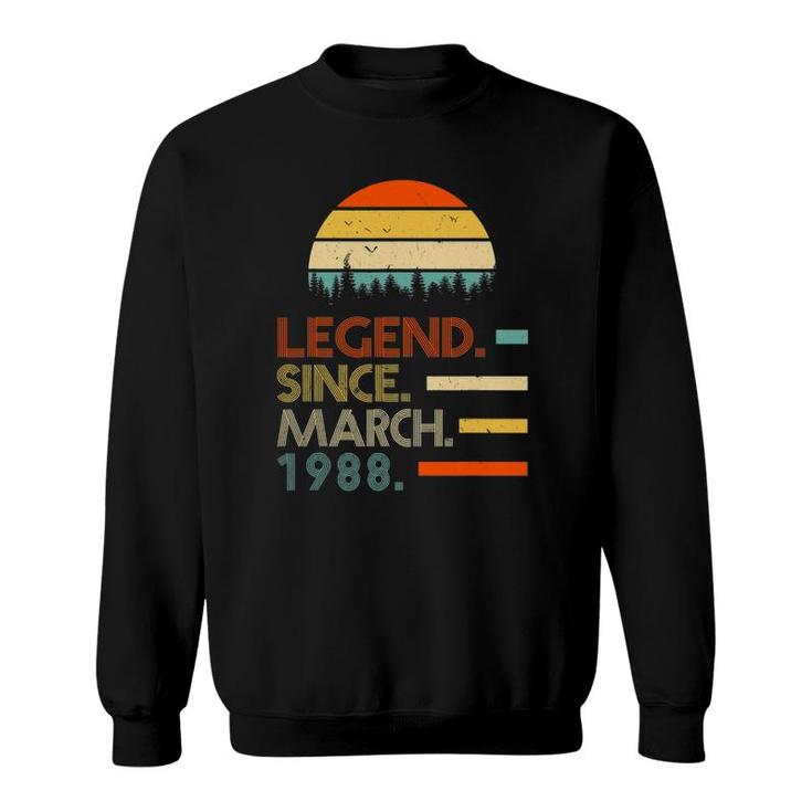 33 Years Old Retro Birthday Legend Since March 1988 Ver2 Sweatshirt