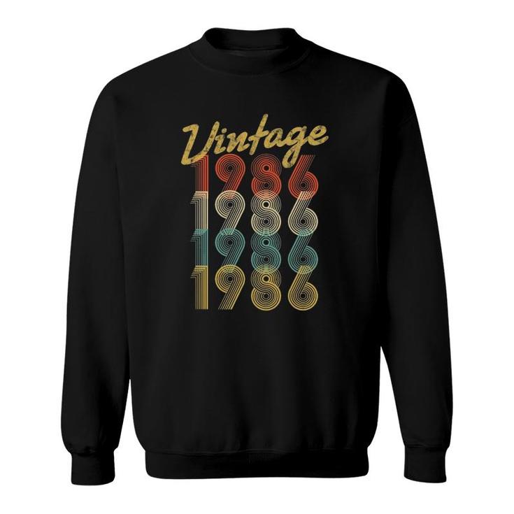 35Th Birthday Gift Vintage 1986 Retro Pop Style 35 Years Old Sweatshirt