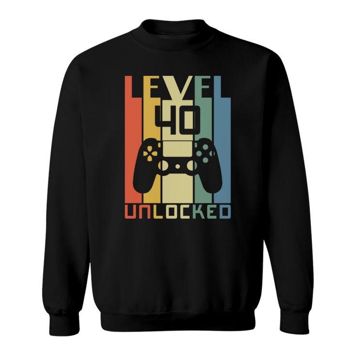 40 Happy Birthday 40Th Level Unlock Birthday Retro Sweatshirt