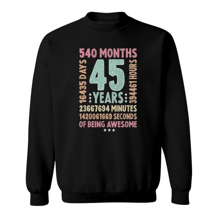 45Th Birthday 45 Years Old Vintage Retro - 45 Yr Old Sweatshirt