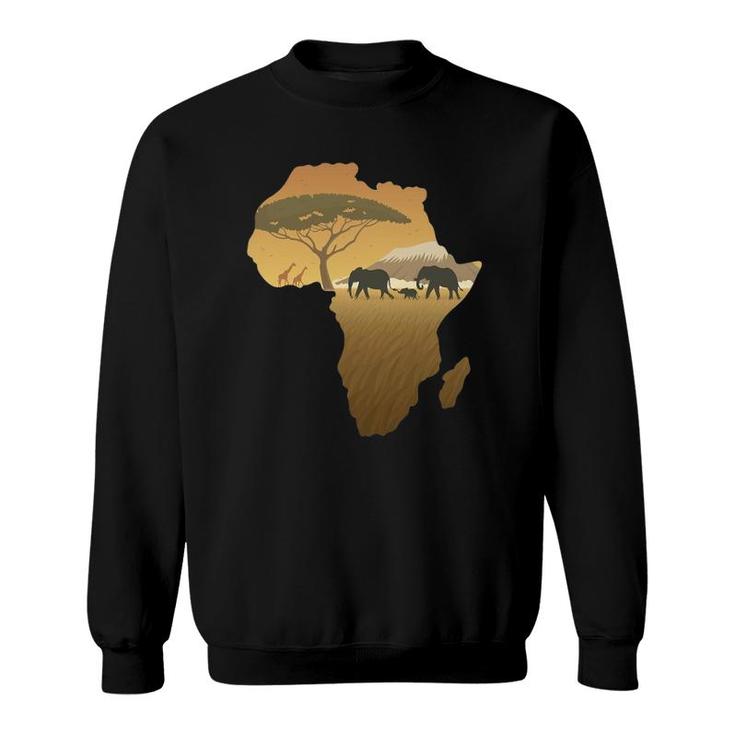Africa Elephant Map Dad South Animal Big Five Safari Sweatshirt
