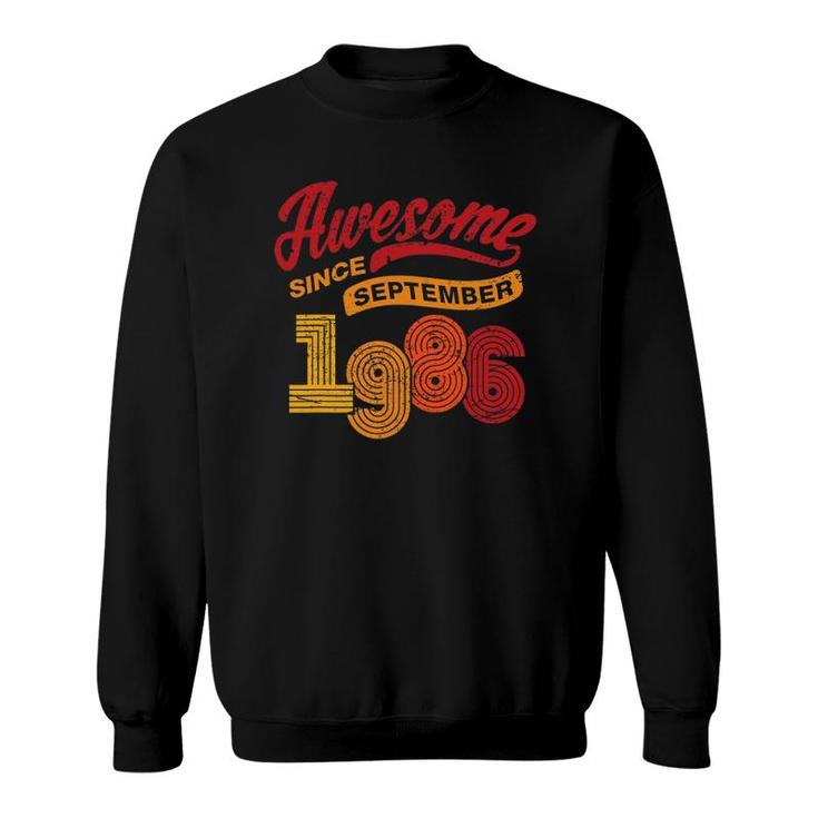 Awesome Since September 1986 35 Years Old 35Th Birthday Gift Sweatshirt