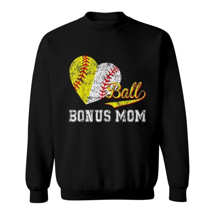 Baseball Softball Ball Heart Bonus Mom Mothers Day  Sweatshirt
