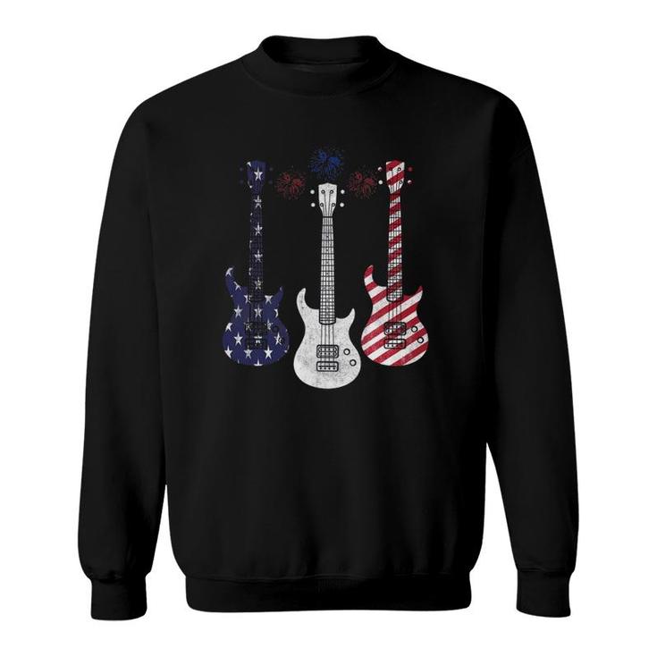 Bass Guitar Flag Usa 4Th Of July Independence Day Pattern Sweatshirt