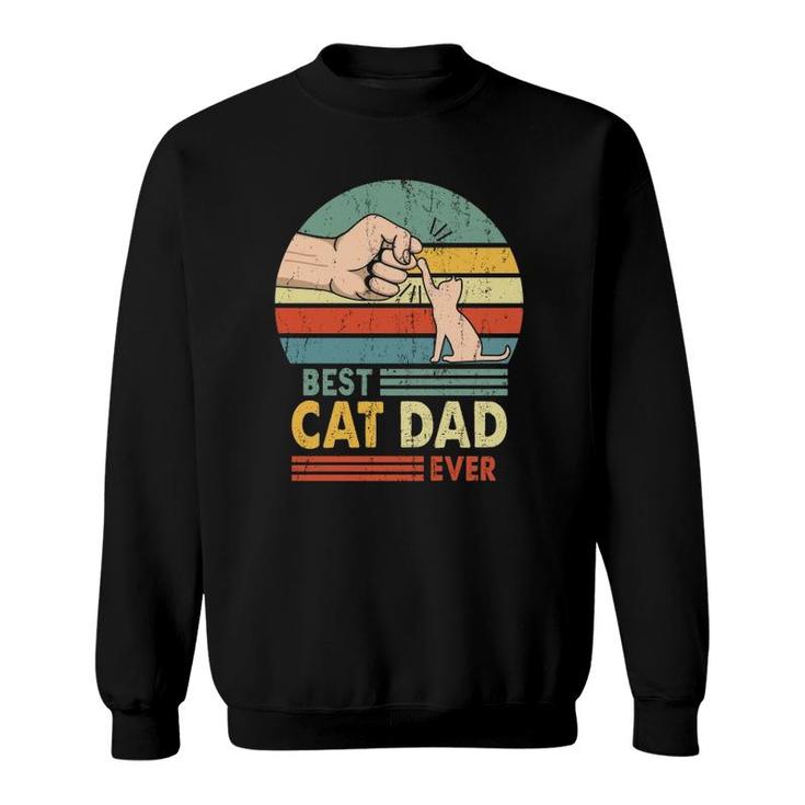 Best Cat Dad Ever Retro Vintage Paw Fist Bump Gift For Who Loves Cat Kitten Owners Sweatshirt