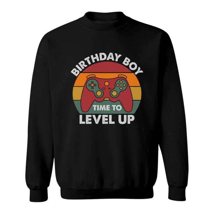 Birthday Boy Time To Level Up Birthday Boy Matching Video Gamer Vintage Sweatshirt