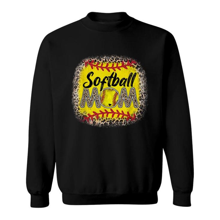 Bleached Softball Mom Leopard Baseball Mom Mothers Day 2022  Sweatshirt