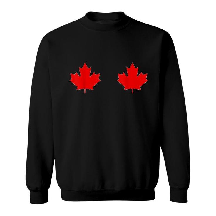 Boobs Maple Leaf Canada Day  Canadian Flag Cool Gift Idea Sweatshirt