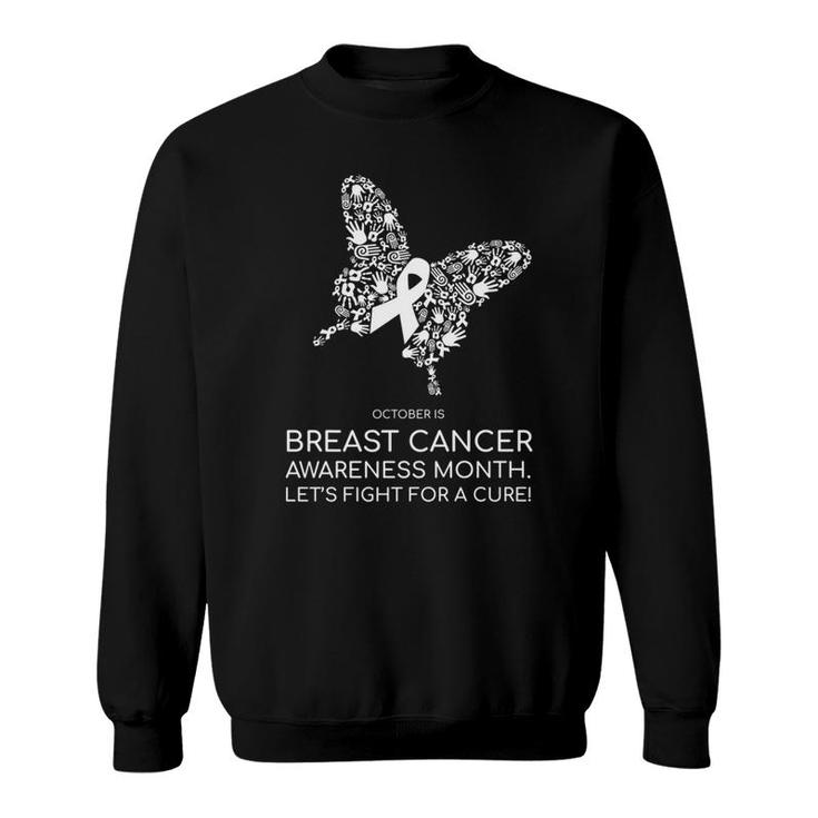 Breast Cancer Awareness October White Butterfly Sweatshirt