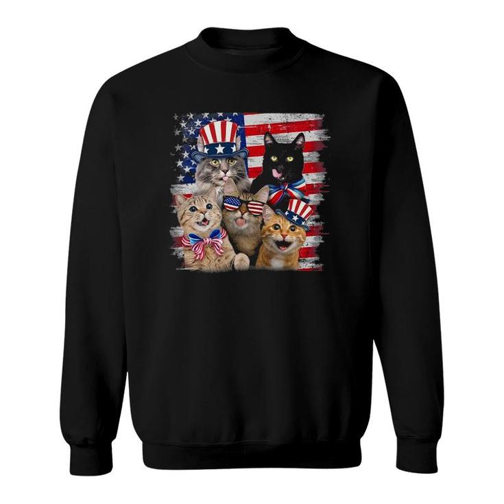 Cat Happy Freedom Day Cat Lovers Cat Moms 4Th July American Sweatshirt