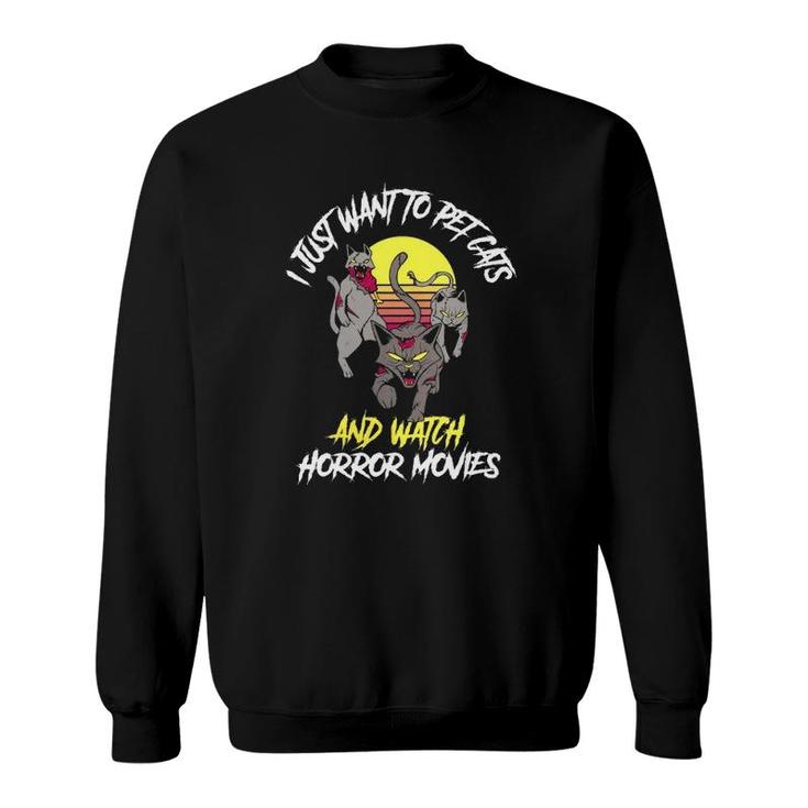 Cats And Horror Movies Funny Horror Movies Gift Classic Sweatshirt