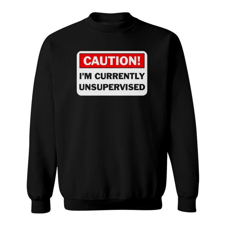 Caution Im Currently Unsupervised Humorous Gift Sweatshirt