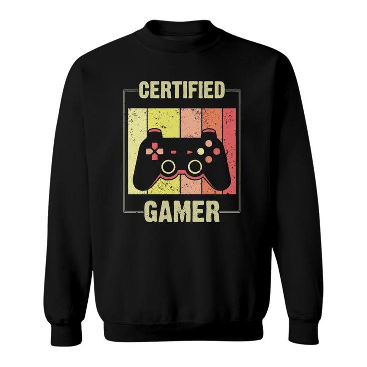 Certified Gamer Retro Funny Video Games Gaming Boys Girls  Sweatshirt