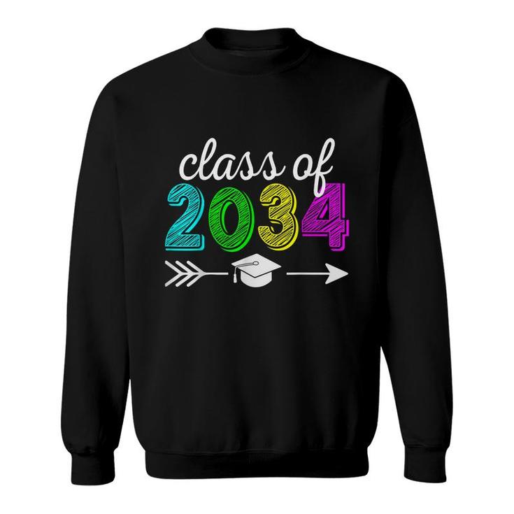 Class Of 2034 Grow With Me Hello Kindergarten Back To School  Sweatshirt