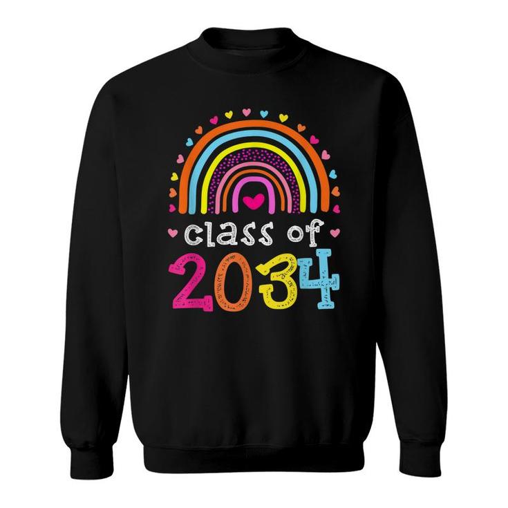Class Of 2034 Rainbow Pink Graduate Preschool Kindergarten  Sweatshirt