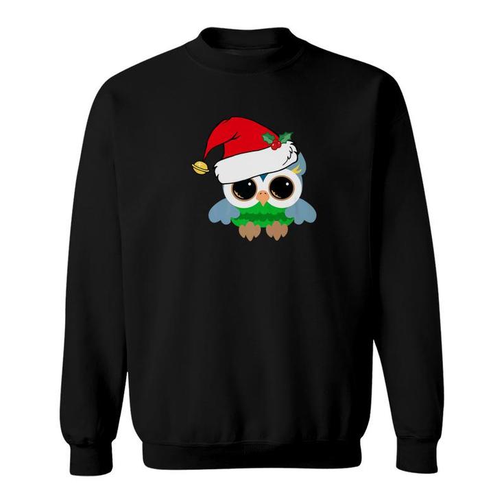 Cute Christmas Owl In Santa Hat  Pretty Owls Gift Sweatshirt