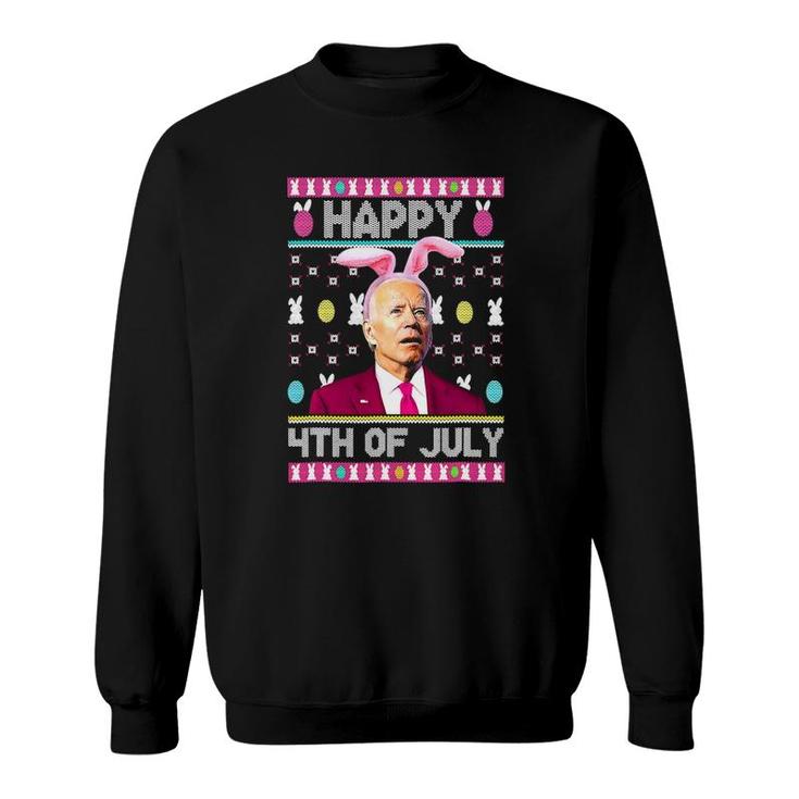 Cute Joe Biden Happy 4Th Of July Confused Easter Biden Bunny Sweatshirt