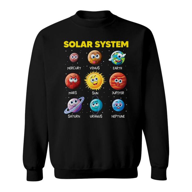 Cute Solar System Funny Planet Faces Space Science Boy Girl  Sweatshirt