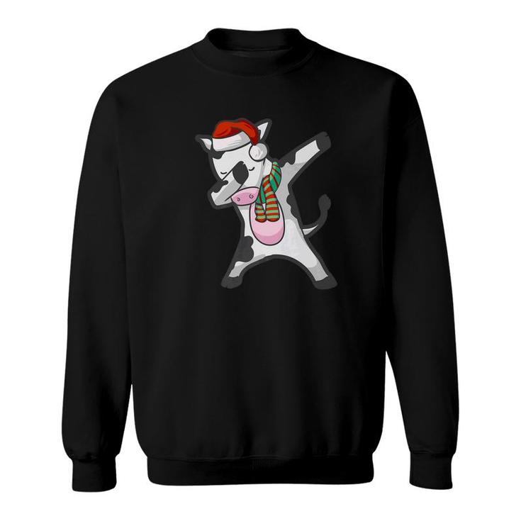 Dabbing Cow Calf  Christmas Santa Hat Scarf Dab Sweatshirt