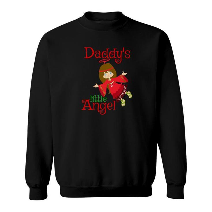 Daddys Little Angel Brown Hair Girls Xmas Cute Kids Sweatshirt