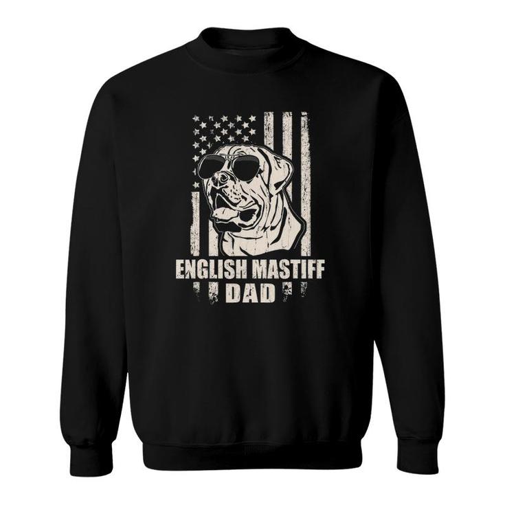 English Mastiff Dad Cool Vintage Retro American Flag Sweatshirt