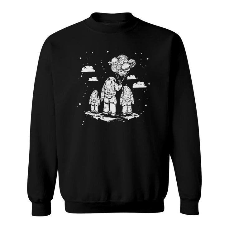 Fathers Day Dad And Children Astronauts Space Sweatshirt