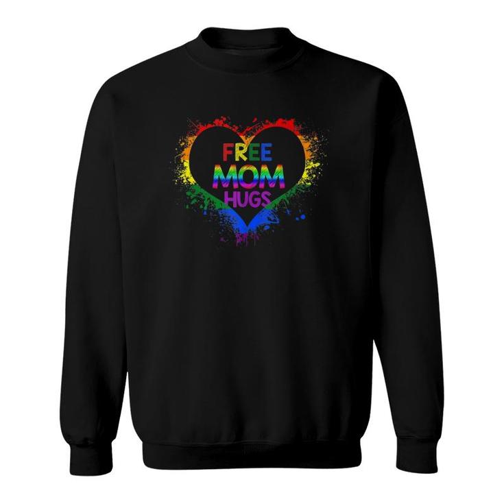 Free Mom Hugs Heart Rainbow Lgbt Pride Womens Sweatshirt