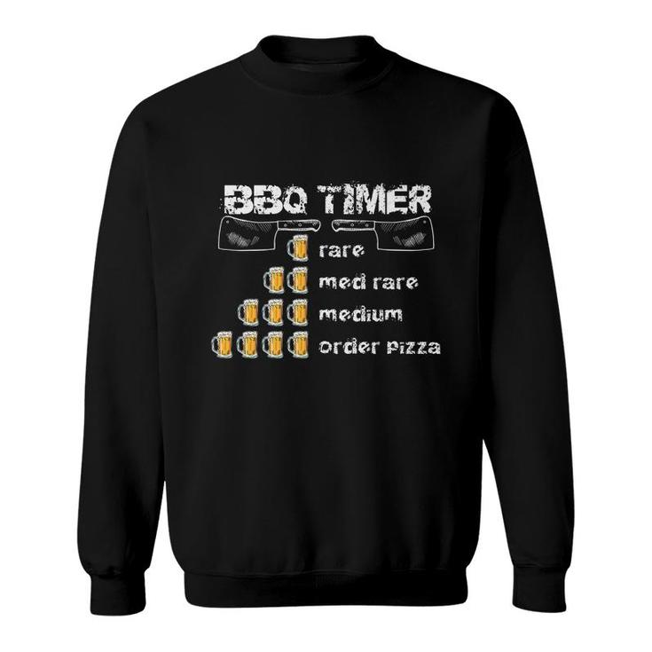 Funny Bbq Gag  Bbq Timer Beer Drinker Mens Humor Dad Joke   Sweatshirt