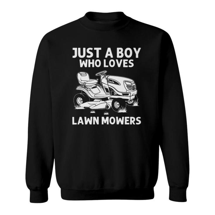 Funny Lawn Mowing Gift Boys Kids Lawn Mower Farm Gardening  Sweatshirt