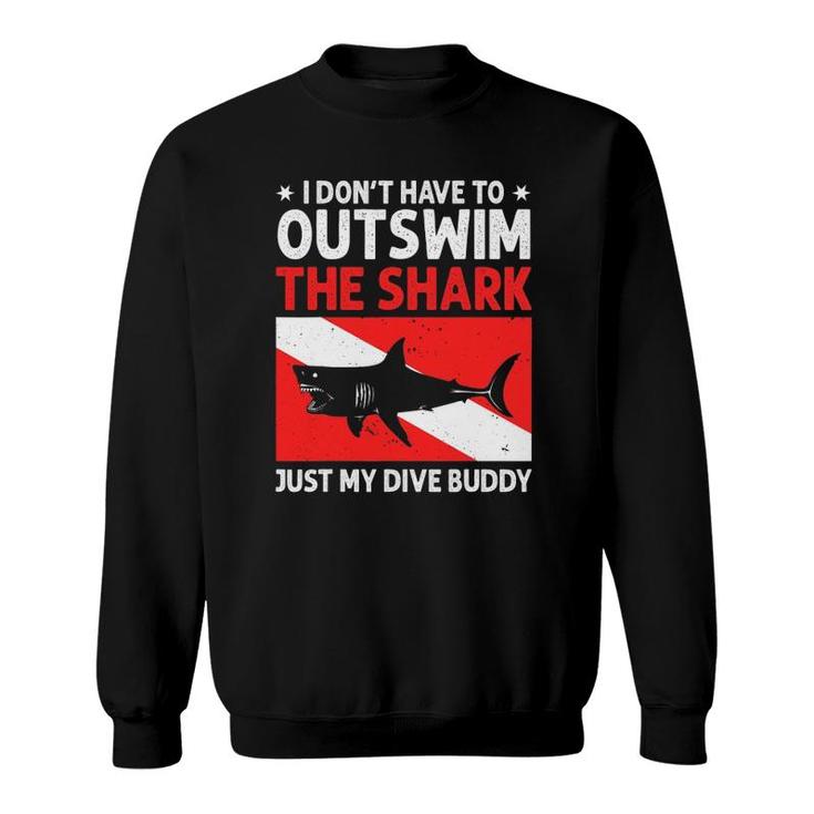 Funny Scuba Diving Design For Men Women Shark Diving Buddy Sweatshirt
