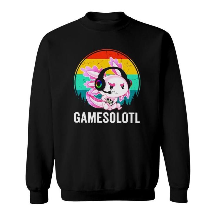 Gamesolotl Kawaii Adorable Retro Axolotl Video Game Lover Gift Sweatshirt