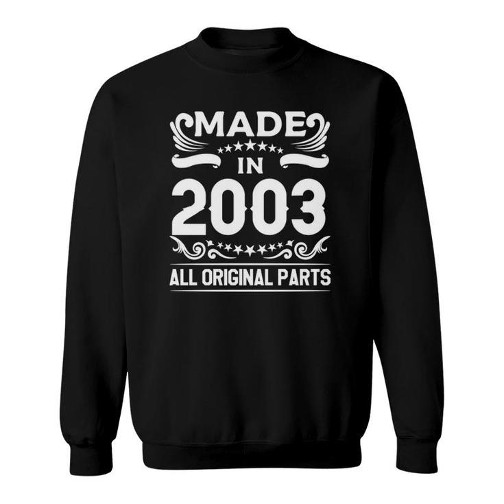 Gift For 19 Years Old Vintage Made In 2003 19Th Birthday Sweatshirt