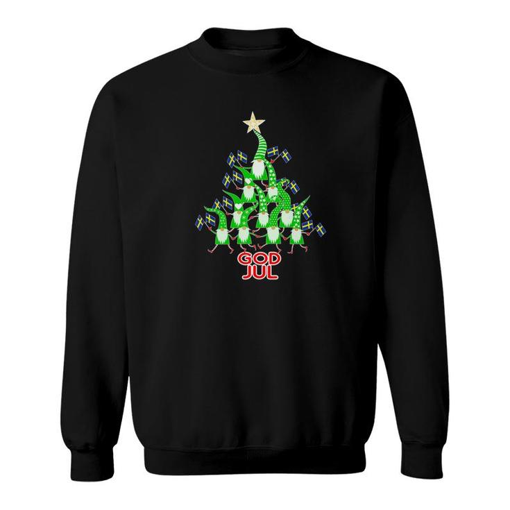 God Jul Christmas Tree Tomte Nisse Gnome Swedish Flag Sweatshirt