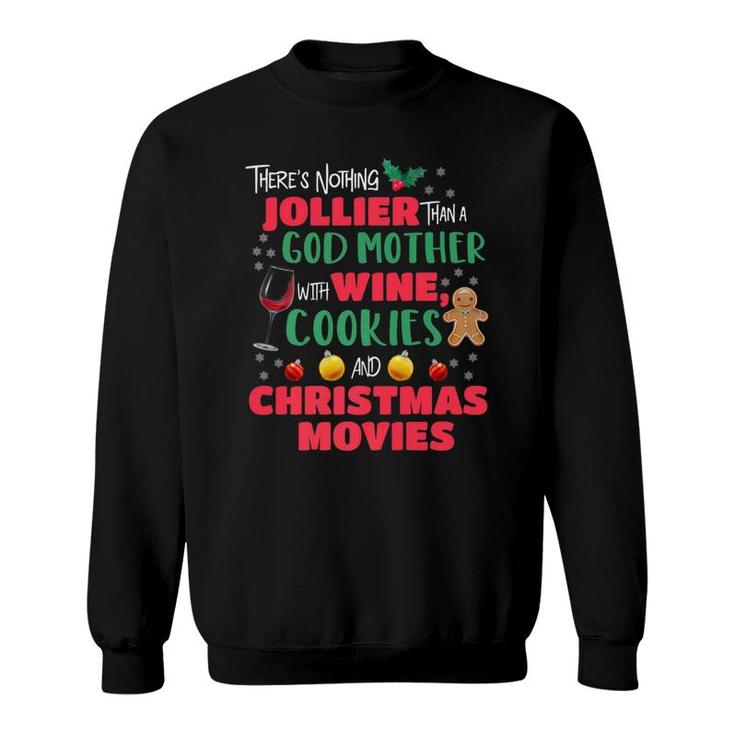 God Mother Christmas Wine Cookies Holiday Pajamas Sweatshirt