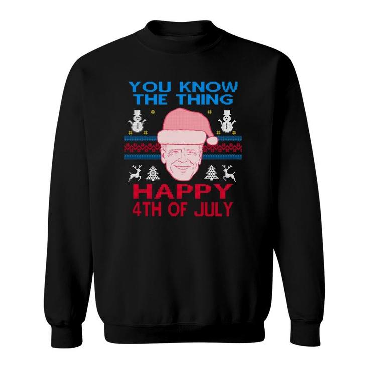 Happy Christmas Biden 4Th Of July Funny Christmas Ugly Sweatshirt