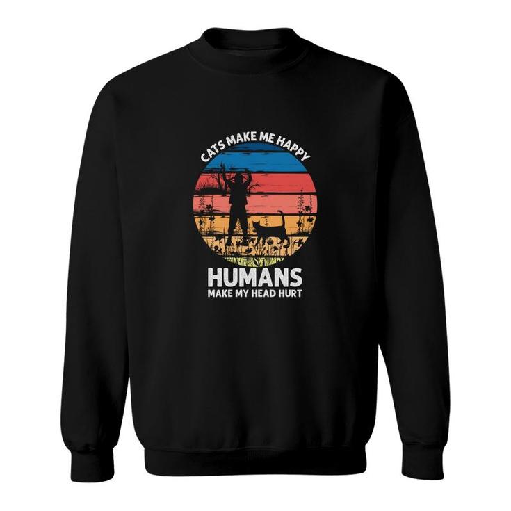 Happy Humans Make My Head Hurt Vintage Style Sweatshirt