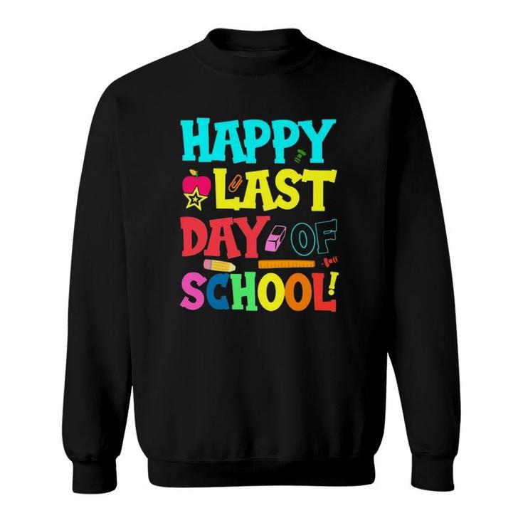 Happy Last Day Of School Learning Tools Apple Star Student Teacher Sweatshirt