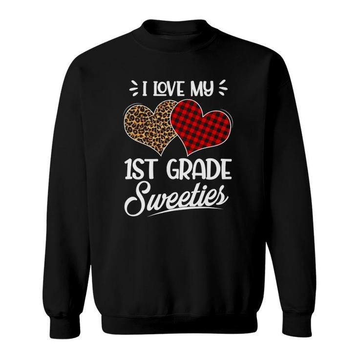 Heart Buffalo Plaid Valentines Day 1St Grade Teacher Sweatshirt