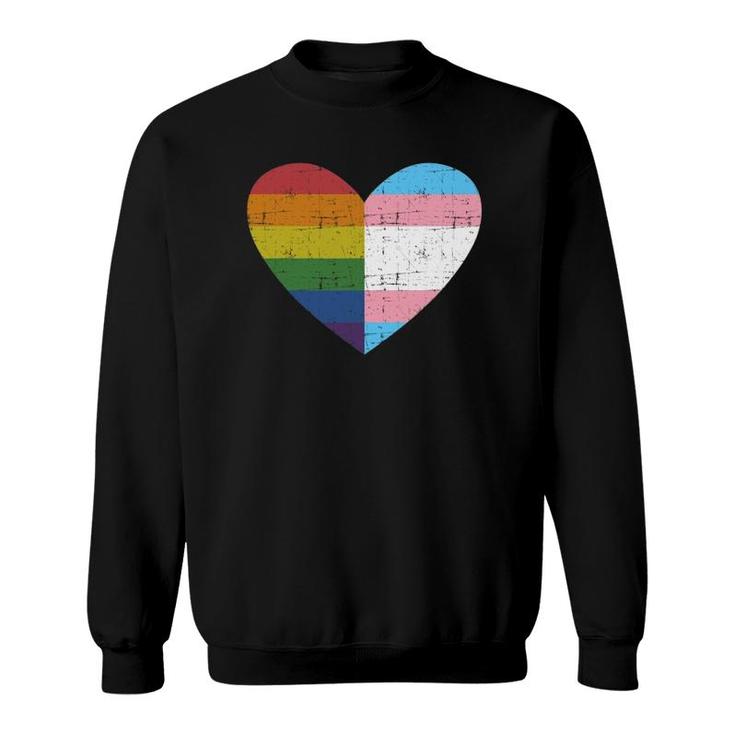 Heart With Rainbow And Transgender Flag For Pride Month Sweatshirt