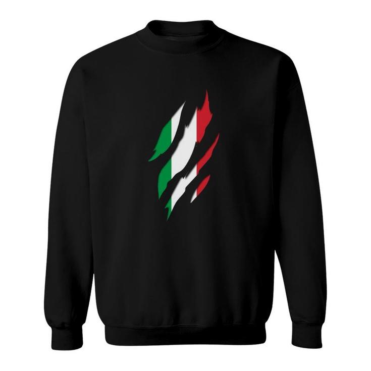 Italy Italian Flag Claw Marks - Italian Roots & Heritage Sweatshirt