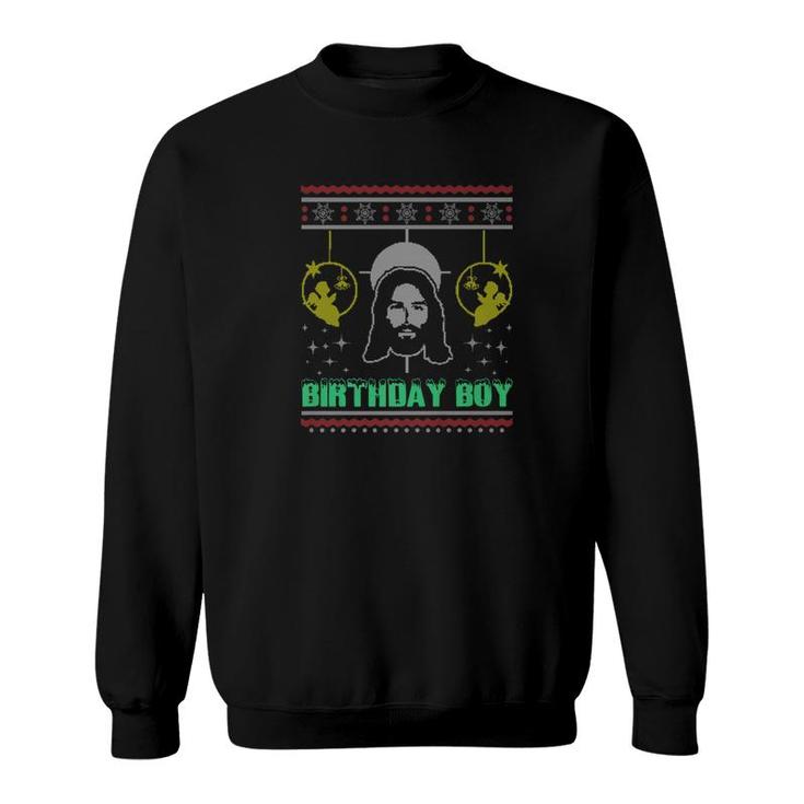 Jesus Birthday Boy Christmas Ugly Sweater Style Gif Sweatshirt