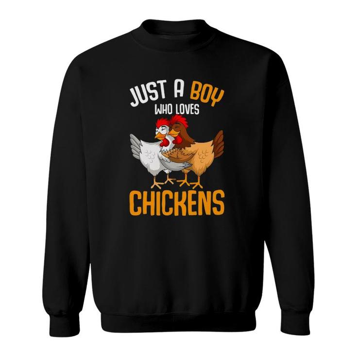 Just A Boy Who Loves Chickens Kids Boys Sweatshirt